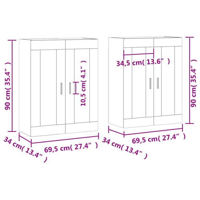 VidaXL Armoires murales 2 pcs chêne fumé bois d'ingénierie 3197958