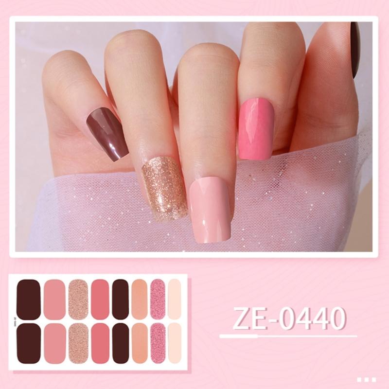 16 Strips Nail Polish Sticker Nail Stickers Set for UV Lamp Designer 3D Nails Polish Wraps Fashion Nail Art Sticker