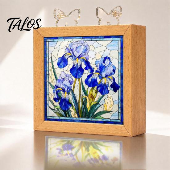 Functional Glowing Home Decor Acrylic Puzzle LED Night Light, 2-In-1 USB Royal Iris Bloom Jigsaw Lamp, DIY Floral Kit Creative Desktop Ambient