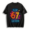 Trendy Unisex T-Shirt With Fun Number 67 Graphic Print Pure Cotton T-shirt