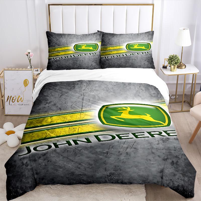 John Deere Agricultural Machinery Print 3Pcs Bedding Set,Duvet Cover with 2 Bedro,Pillowcase Home Birthday Gift