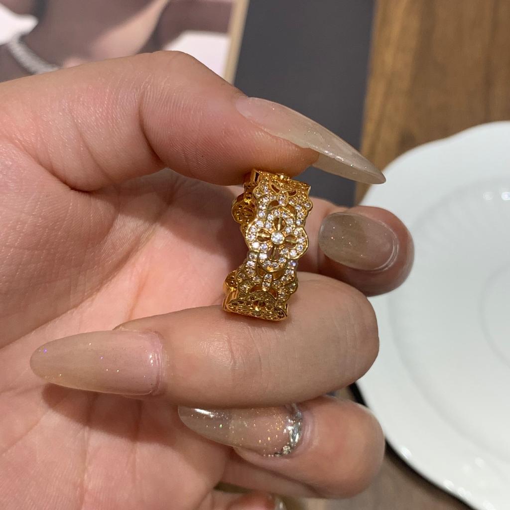 Tonglaopu Ancient Rose Window Ring Women'S Red Corundum Full Diamond Ring Cross Vajra Pestle Ring