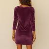 Women's Casual Fashion Long Sleeve Pile Collar  Velvet Vintage Long Dresses