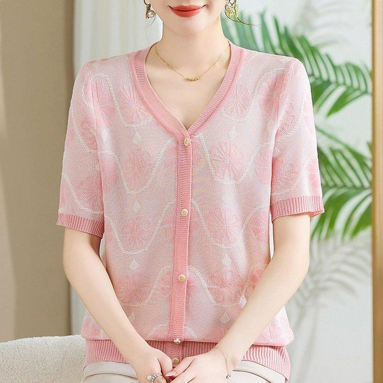 Mom's Elegant Summer Short-Sleeve Shirt - 2026 New Style for Middle-Aged and Elderly Women