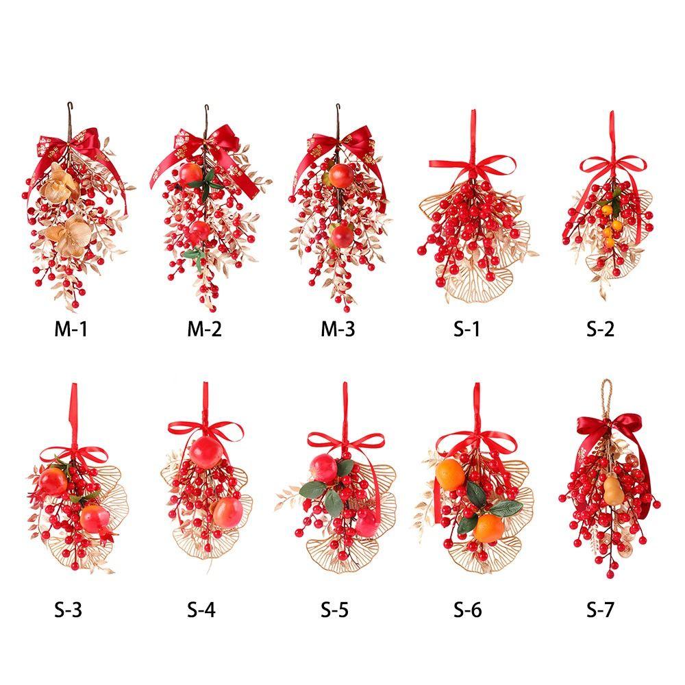 Facai Red Fruits Lucky Charm Gold&red Drop Ornaments Creative Hanging Pendent  Gift