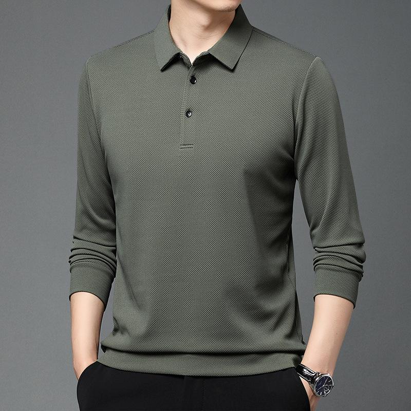 

Осенняя новинка, рубашка поло с длинными рукавами и принтом ананаса, однотонная футболка с лацканами, нижняя рубашка, мужской топ XXXXL