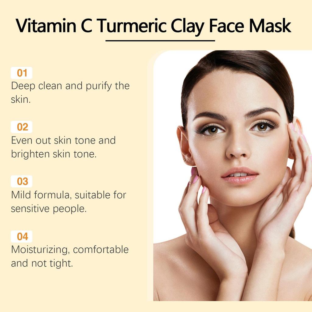 Vitamin C & Turmeric Clay Mask for Deep Cleansing and Brightening