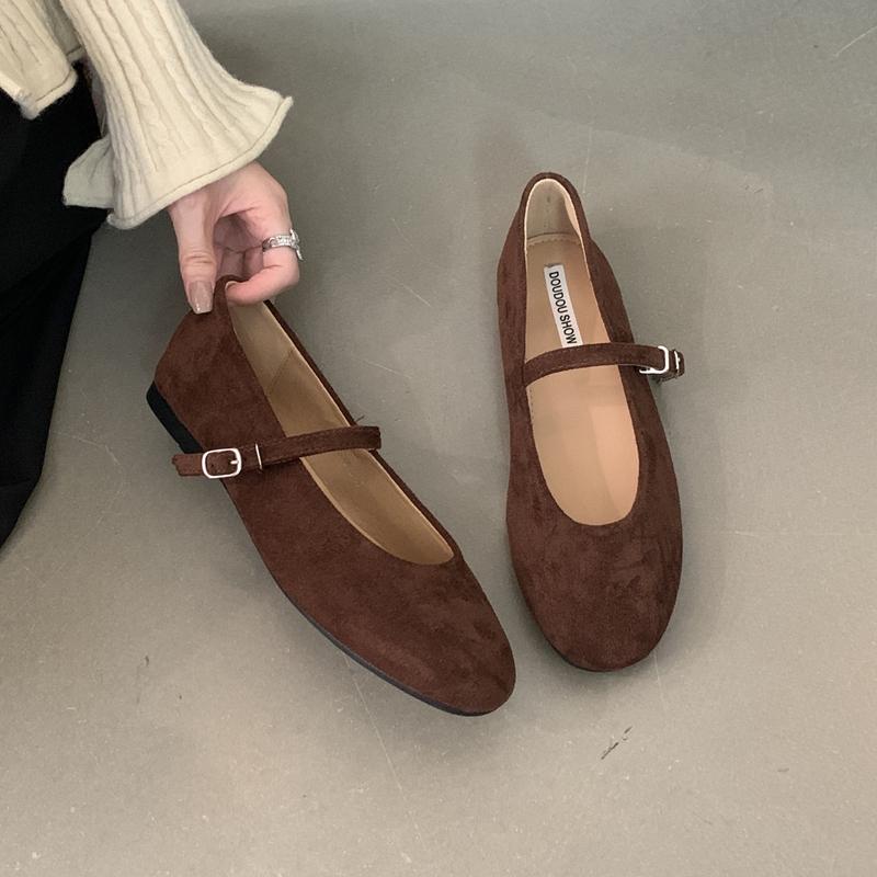 Fashion SUOJIALUN Autumn Women Flat Shoes Fashion Candy Color Ladies Round Toe Mary Jane Shoes Soft Sole Shallow Slip On Ballerinas Shoe