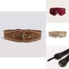 Womens Adjustable Faux Leather Waist Belt With Rivet Decor Western Style For Winter Wear