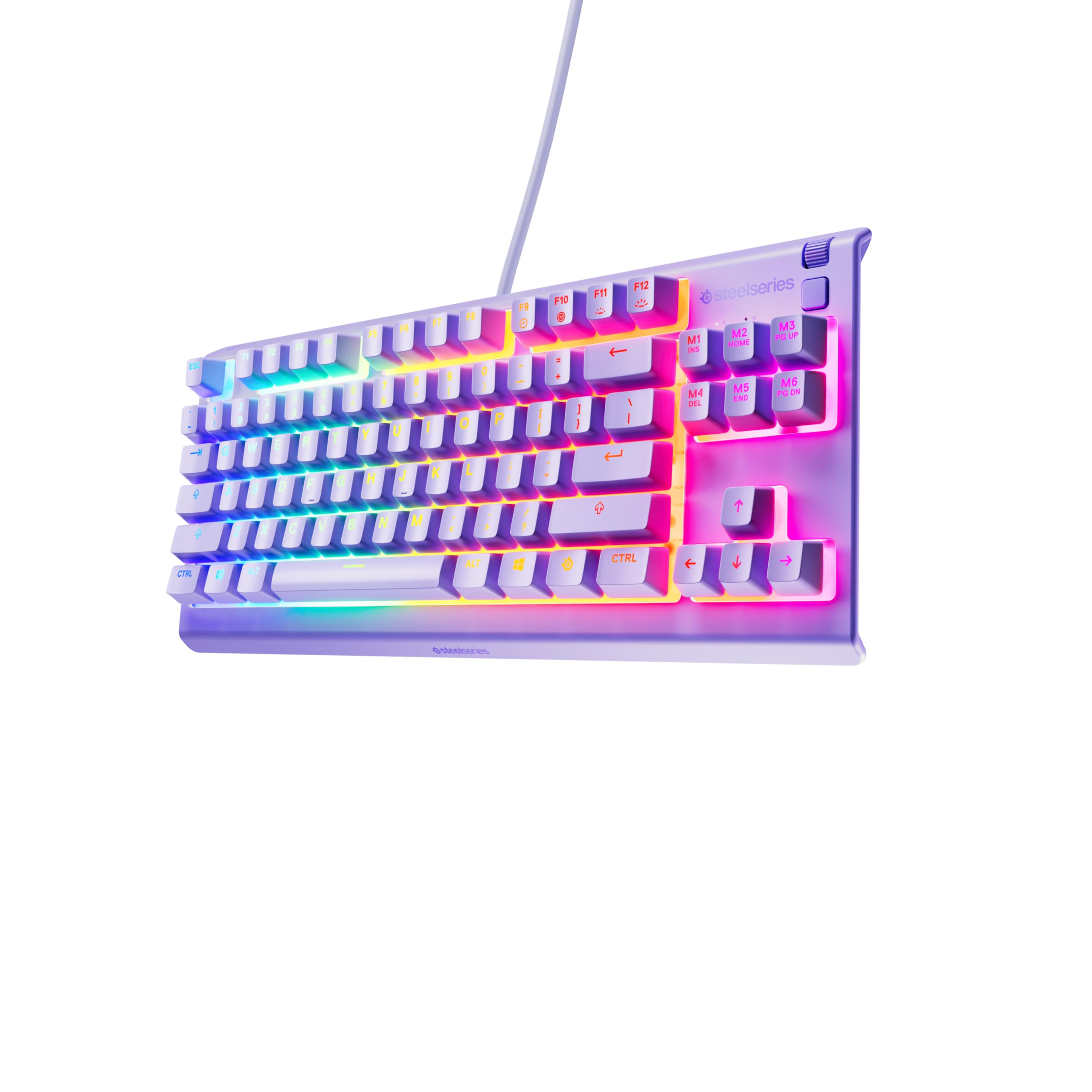 

SteelSeries Apex 3 TKL Lavender US Tenkeyless Gaming English Quiet IP32 Water Simultaneous Model 64940 Keyboard, Lavender, Layout, Switches,