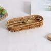 Oval Shape Tableware Storage Basket Retro Desk Shelf Baskets Faux Wicker Tray  Dining Room