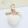 Elegant Heart Keychain with Pearls Accent Trendy Pearls And Alloy Rose Heart Keychain Adornment For  Fashion Lovers