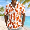 Men's Geometric Semicircle Print Short Sleeve Shirt, Spring Summer Casual Vacation Turn-Down Collar Blouse, Loose Fit Top