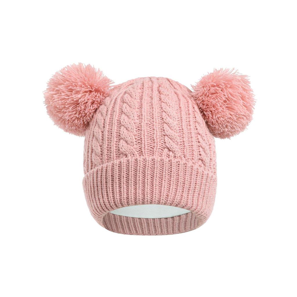 Hot-Selling Infant & Toddler Knit Hat with Warm Lining and Double Pom-Poms