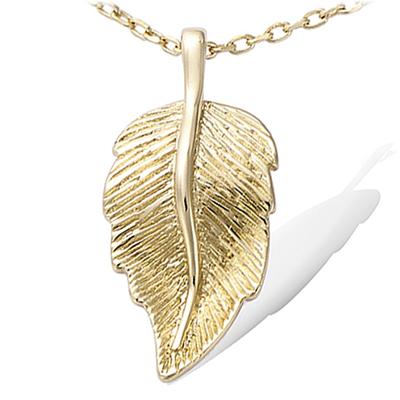 [P1261] – Vergoldete „Blattgold“-Halskette – 28 x 14 mm