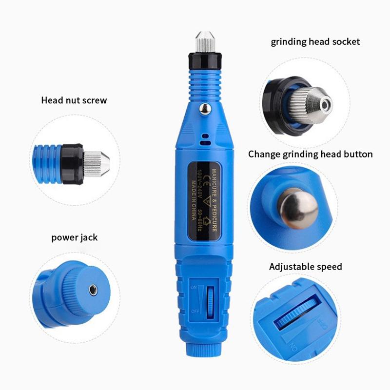 Professional Strong Function Nail Drill Machine Set Electric Nail Sander Gel Polish Remover Tool Driller Manicure Nail Accessory