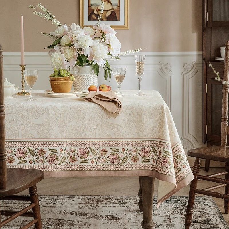 Light Luxury High-End Tablecloth Retro Pastoral Short Plush Dining Table Cloth Waterproof And Dustproof Thick Tablecloth Cover Cloth