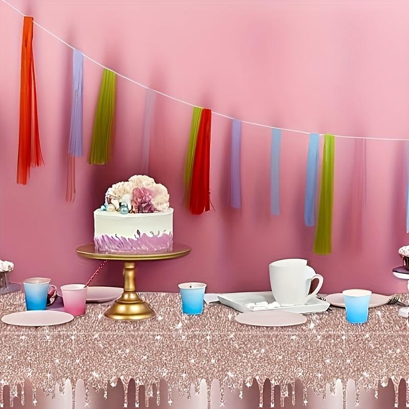 1pcs, Shiny Pink Golden Exquisite Pink Shiny Tablecloth, Birthday Party Decorative, Party Decor, Party Supplies, Holiday Decor