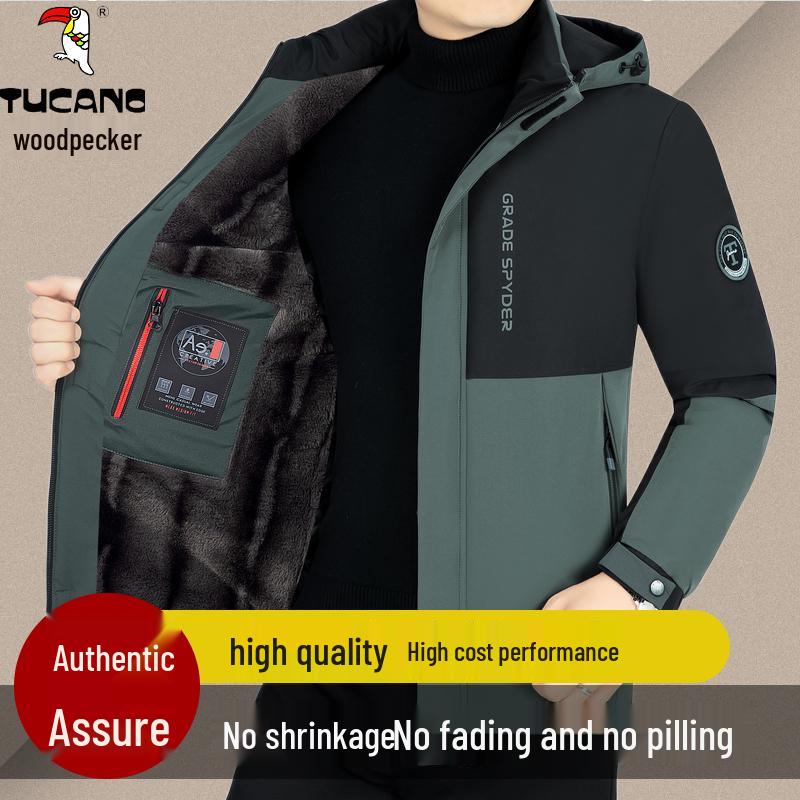 

Woodpecker Men s 2025 Down Cotton Winter Windbreaker - Fleece-Lined & Thickened 190/XXXL for 165-175 jin