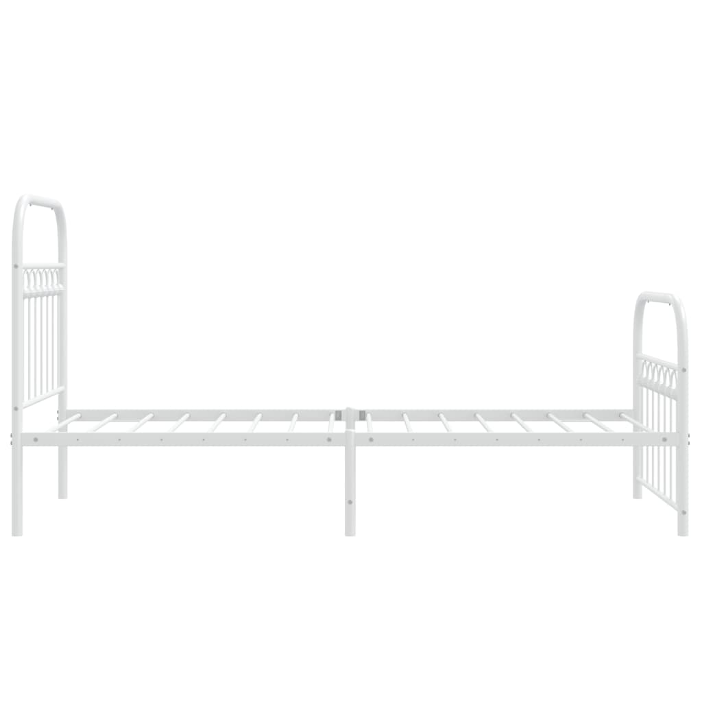 Metal Bed Frame with Headboard and Footboard White 75x190 cm