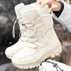 36-42 Stivali da Neve Invernali da Donna Scarpe di Cotone Scarpe Calde Ispessite Stivali di Cotone Antifreddo Scarpe da Trekking Bianche
