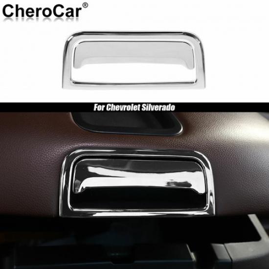 Chrome Center Armrest Box Switch Cover Trim for Chevy Silverado GMC Sierra 14-18