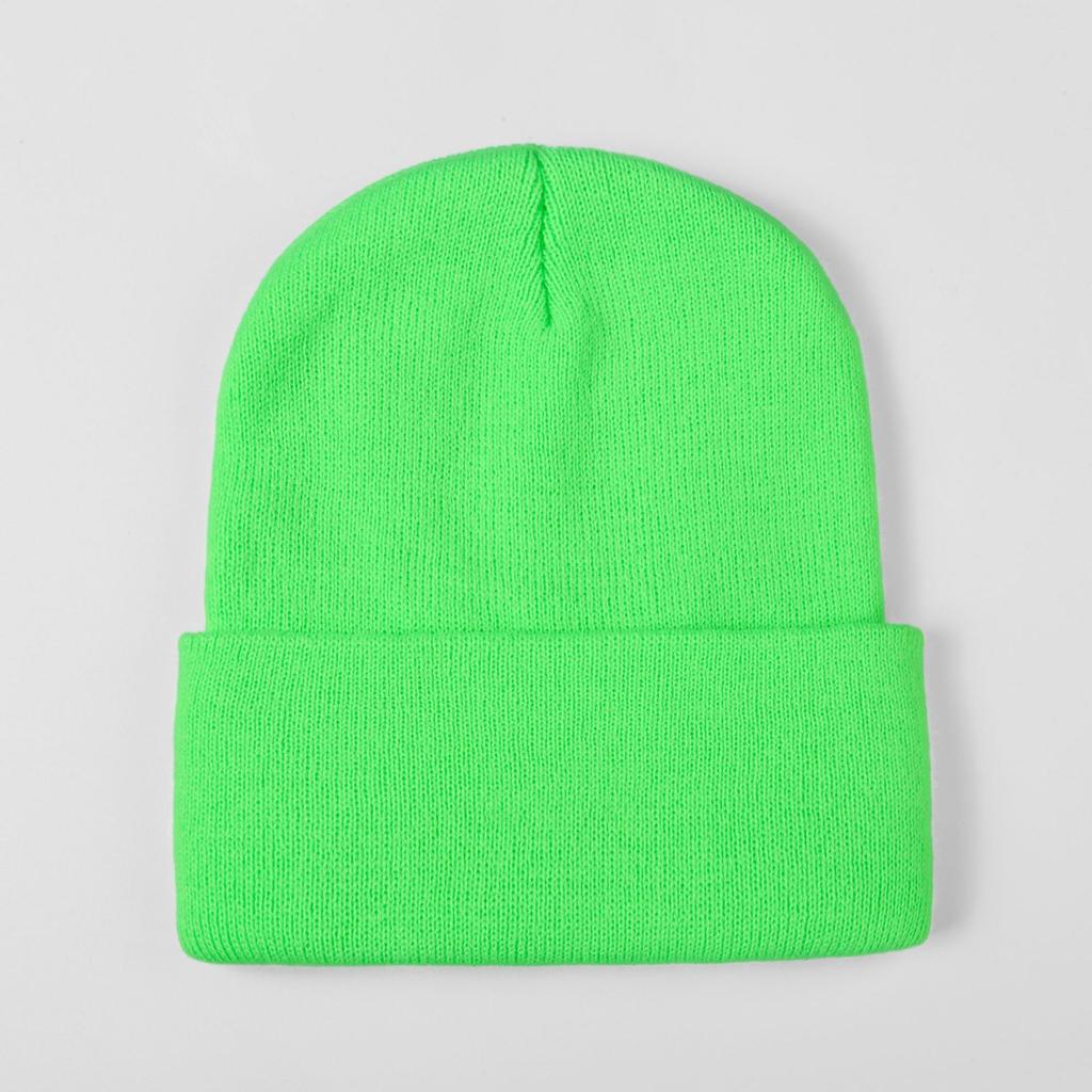 [] Acrylic fiber enlarged warm knitted hat big head circumference solid color flanging cold hat thickened warm