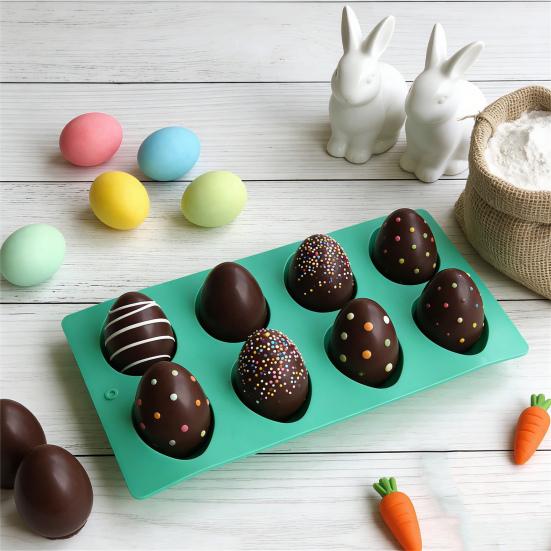 Molde de Silicona para Hornear Huevo de Pascua Molde Flexible Antiadherente para Chocolate Pastel Pudín Gelatina Reutilizable Fácil Desmoldeo Herramienta para Hacer Postres Jabón Casero