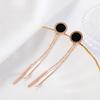 Orecchini pendenti geometrici alla moda con cerchio nero intarsiato, numeri romani, nappe a catena, acciaio inossidabile, orecchini da donna