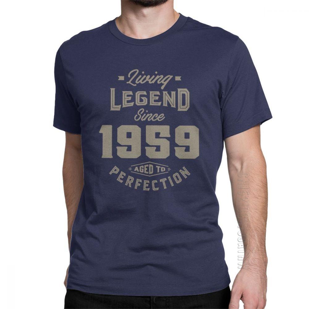 Living Legend Since 1959 Birthday TShirt Anniversary Birth Present T Shirt Vintage Men Gray Clothing Vintage Pure Cotton Tees