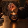 Funny Shadow Projector Halloween Pumpkin Glass Candle Holder, Iron Art Tealight Lantern for Tabletop Window Indoor Decorative Votives And Fireplace