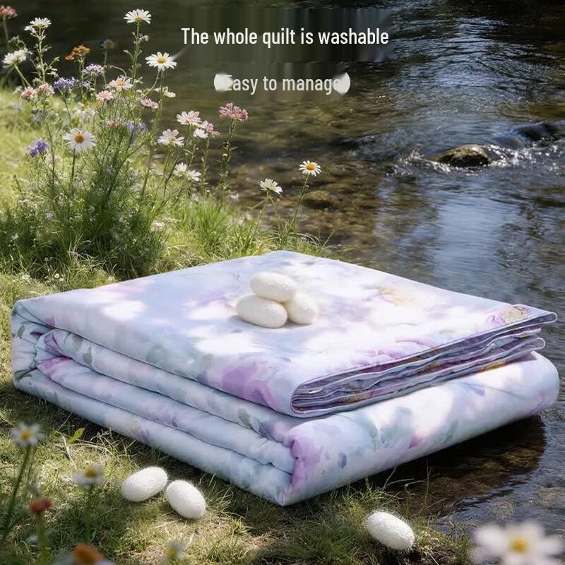 FUANNA Lightweight Tencel Cool Summer Quilt with Tussah Silk Fill