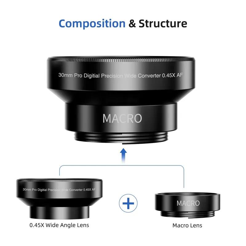 TOMLOV Digital Microscope Wide Angle Lens 30MM Wide Angle 0.45x Converter Lens with Macro Portion Pro Digital Precision Lens