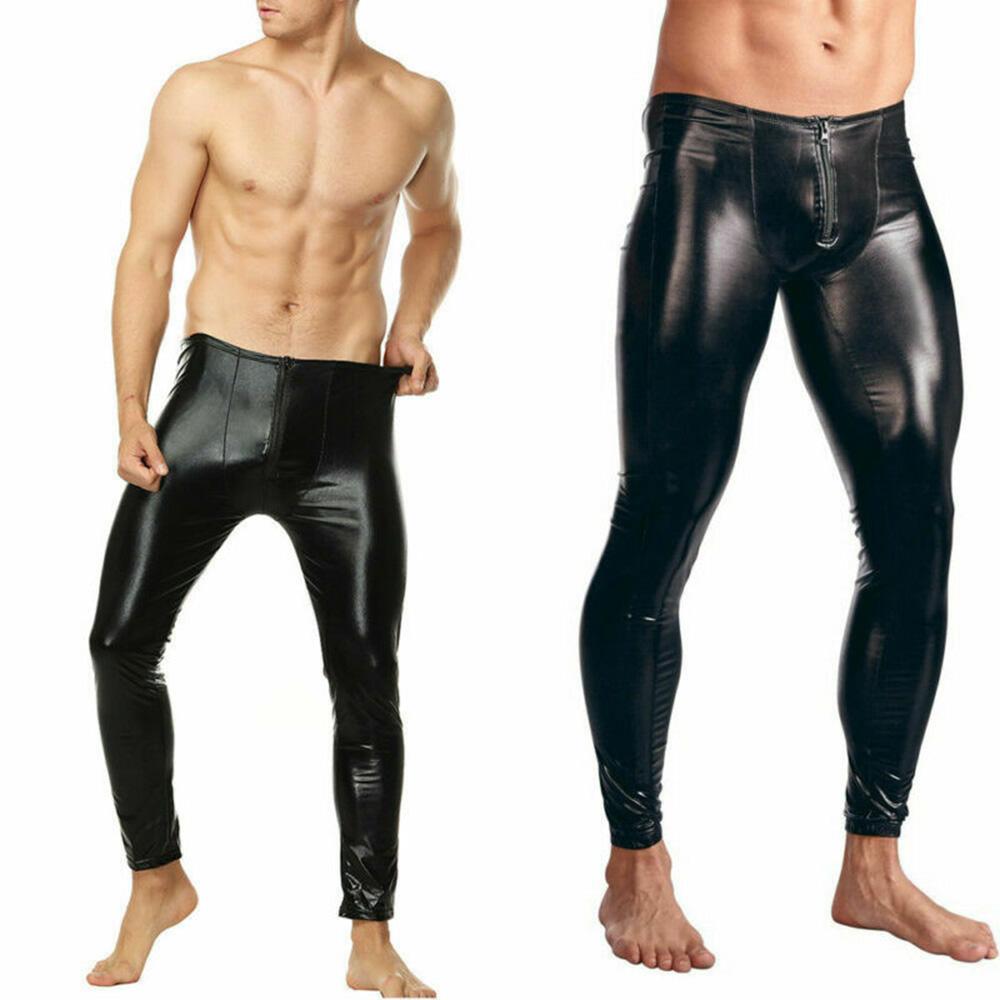 Men Faux Leather Legging Tight Wetlook Pants Stretch Trousers Clubwear Underwear