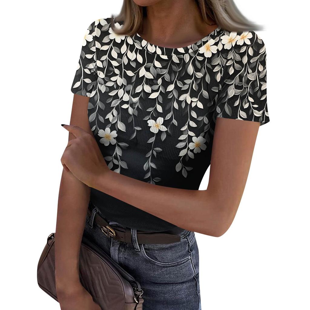 Dames Slim Fit T-shirt Mode Casual Ronde Hals Pullover Korte Mouw Top