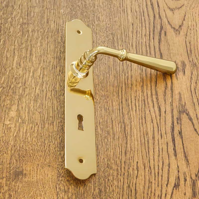 BARTON Door Handle with Key Plate 72 POLISHED BRASS