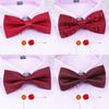 Men'S Korean Banquet Groom Wedding Best Man British Bow Tie Brooch Set Burgundy Bow Red Bow Tie
