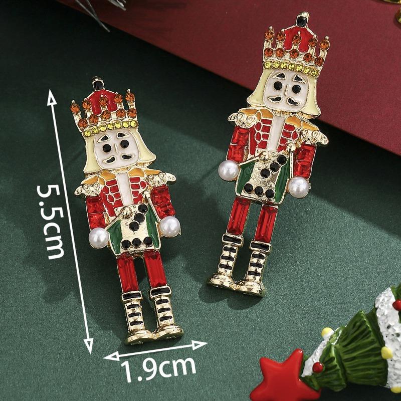 

Новые Рождественские Серьги-гвоздики с бриллиантами из сплава, Серьги-щелкунчики со стразами, Серьги из сплава, Украшение