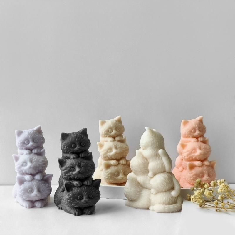 Multipurpose Cats Candle Stand Sturdy Silicone Plaster Mold for Elegant Home Decoration Wedding and Festive Occasions