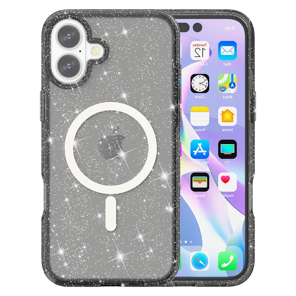 For iPhone 17 Case Compatible with MagSafe Glitter Powder PC+TPU Phone Cover