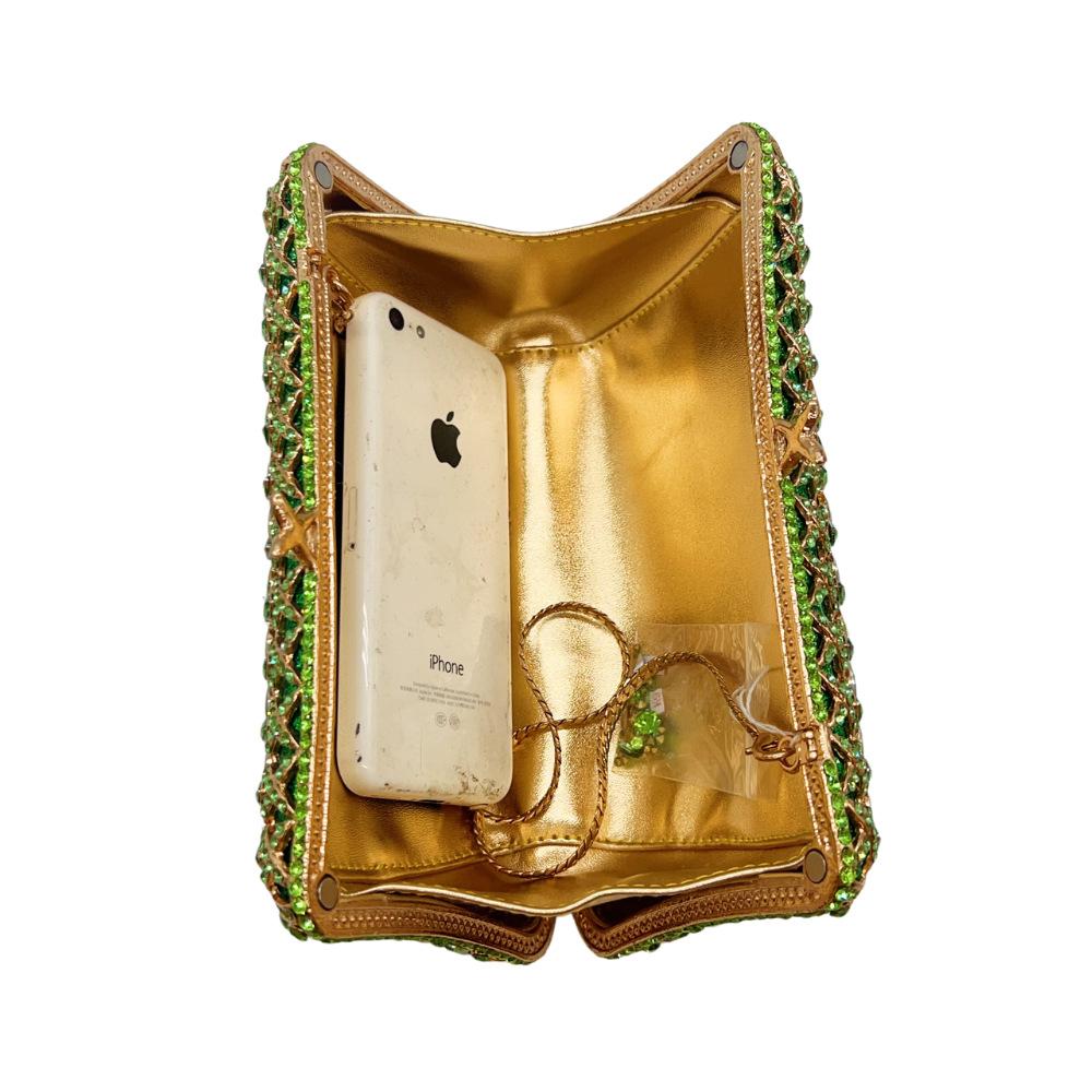 Borsa da sera a pochette con pietre verdi WHTUOHENG Diamanti Party Prom Buste Lusso Cristallo Cena Borse da sera Matrimonio Sposa Pochette