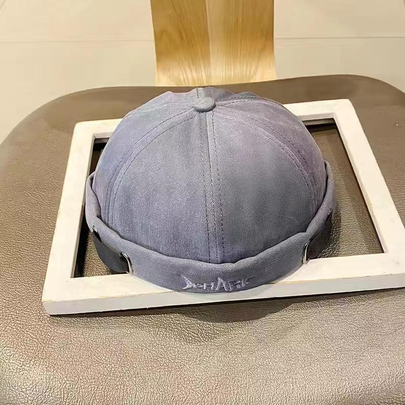 

Шляпы без полей, модные мужские и женские хлопковые шапки с вышивкой в ​​форме акулы, уличная одежда, кепки в форме дыни, шапка Skullies Y2K 56-58cm серый