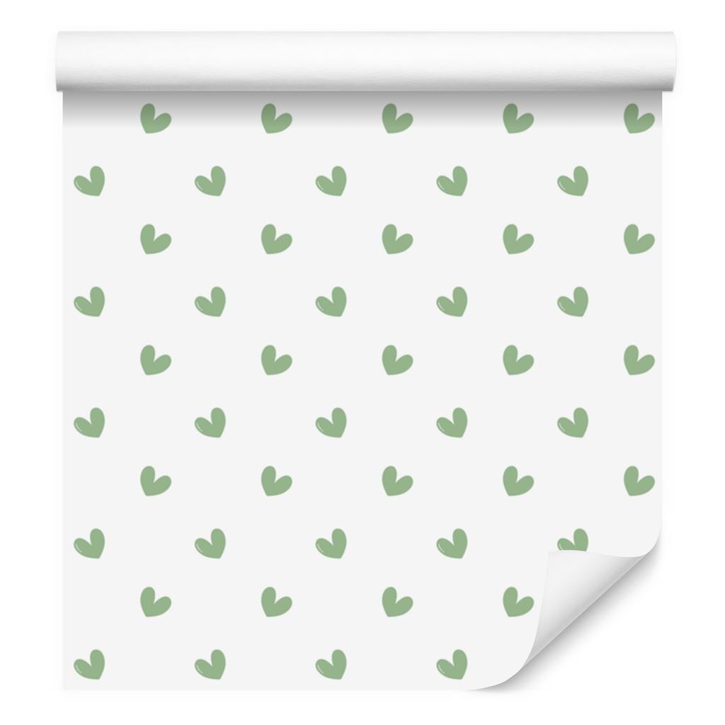 Heart Wallpaper White, Light Gray and Green 50x1000