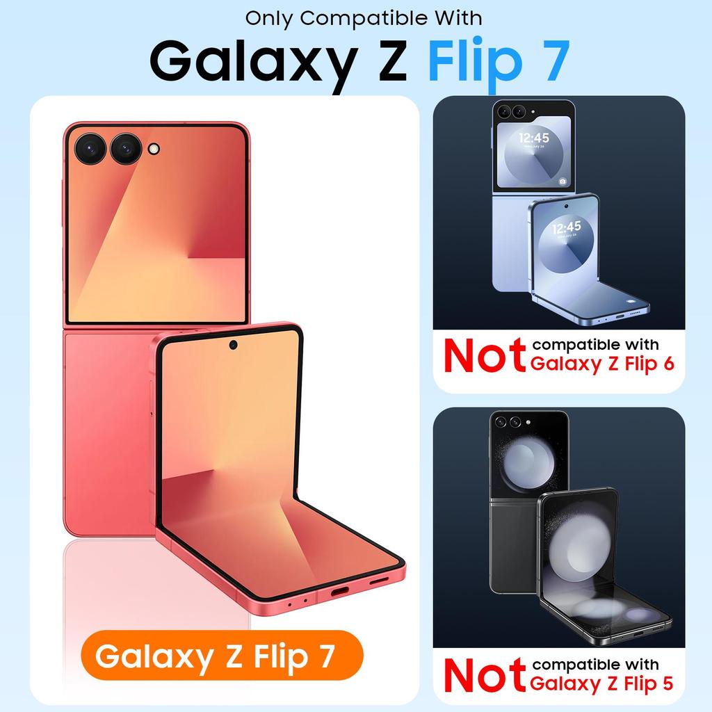 Translucent Matte Protective Case with Tempered Glass Screen Protector for Samsung Galaxy Z Flip 7, Hinge Protection Slim Cover-Rose Red