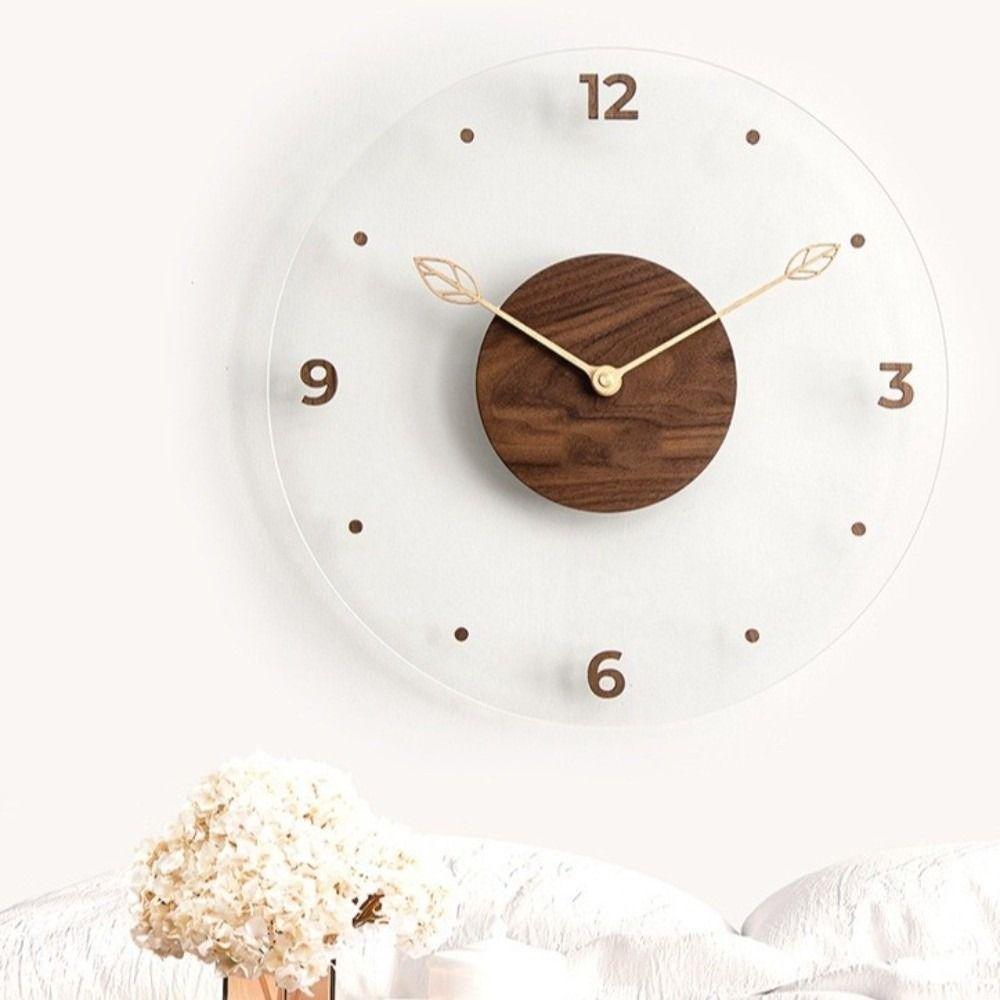 Transparent Digital Wall Watch Solid Wood Scale Clock Durable Hanging Clock  Office