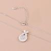 Exquisite S925 Sterling Silver Bowknot & Diamond Necklace with White Chalcedony