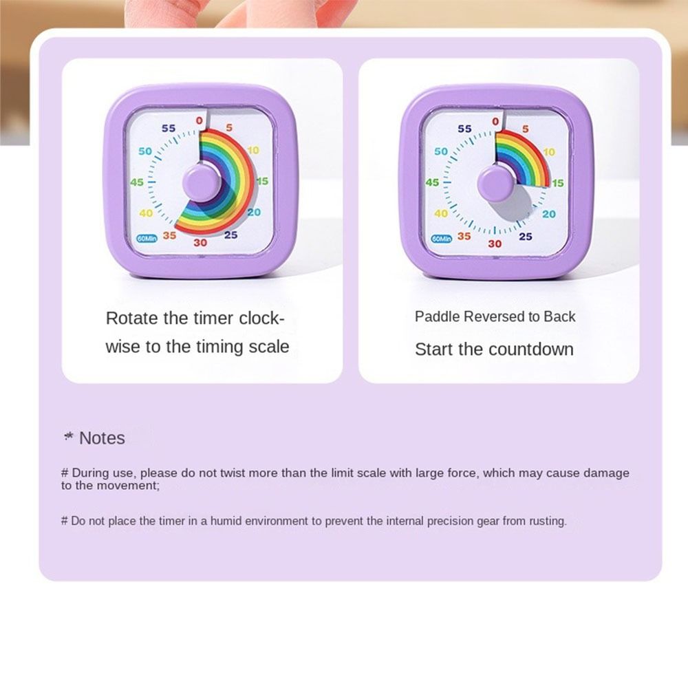 60 Minutes Countdown Alarm Clock Round/Square Kitchen Timer Cartoon Visual Timer  Reading Room