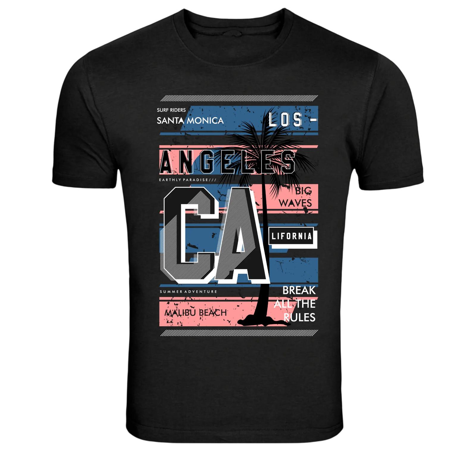 Футболка с графическим принтом серфинга на пляже Санта-Моника, Лос-Анджелес L