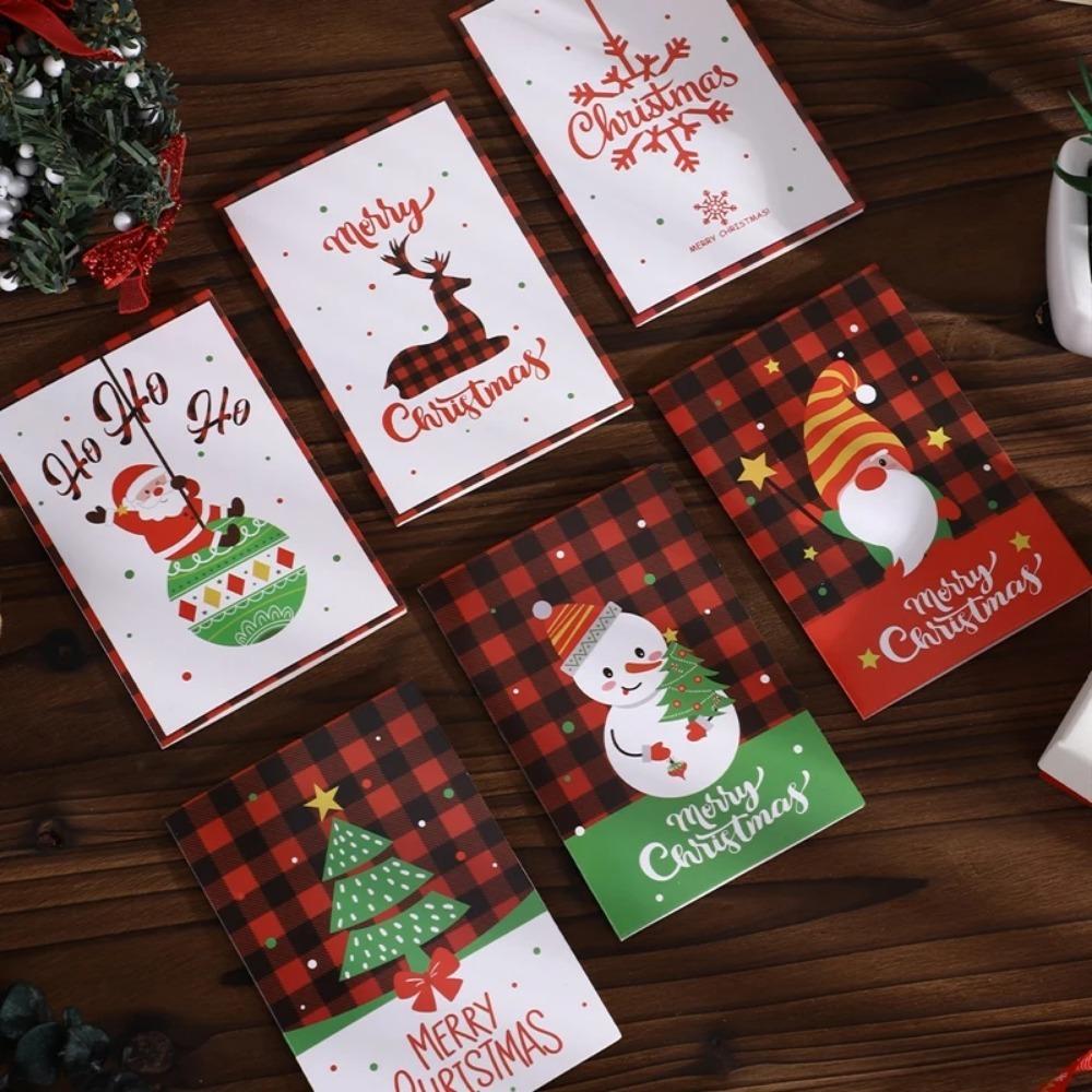 6 Teile/satz Frohe Weihnachten Karte Weihnachten Geburtstag Party Geschenk Karte Niedlichen Cartoon Halb-Gefaltet Karte Segen Nachricht Karte Mit Umschlag