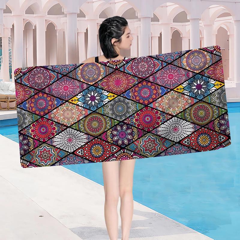 Custom Printed Microfiber Beach & Bath Towel - Soft, Breathable, Water-Absorbent Shawl